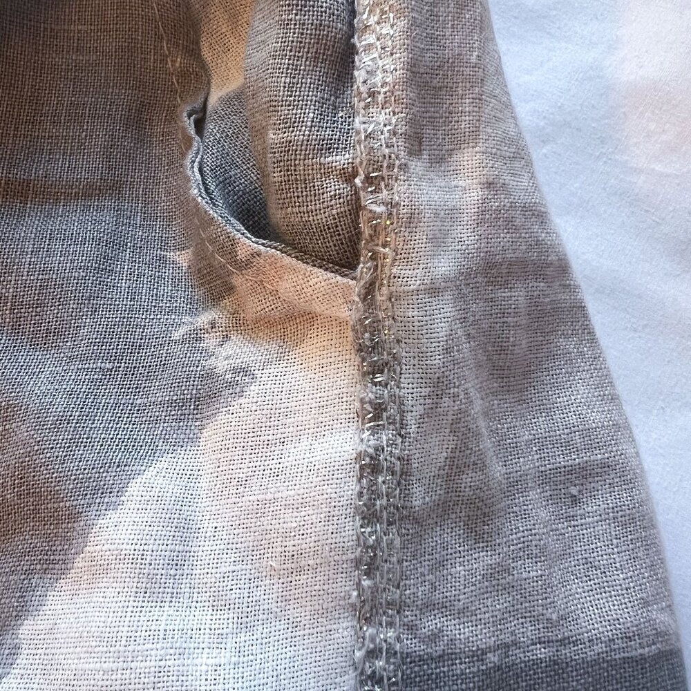 Tempo Paris Flora Silver Brush Stroke Linen Wide Leg Pull-On Pants Medium - Picture 8 of 14